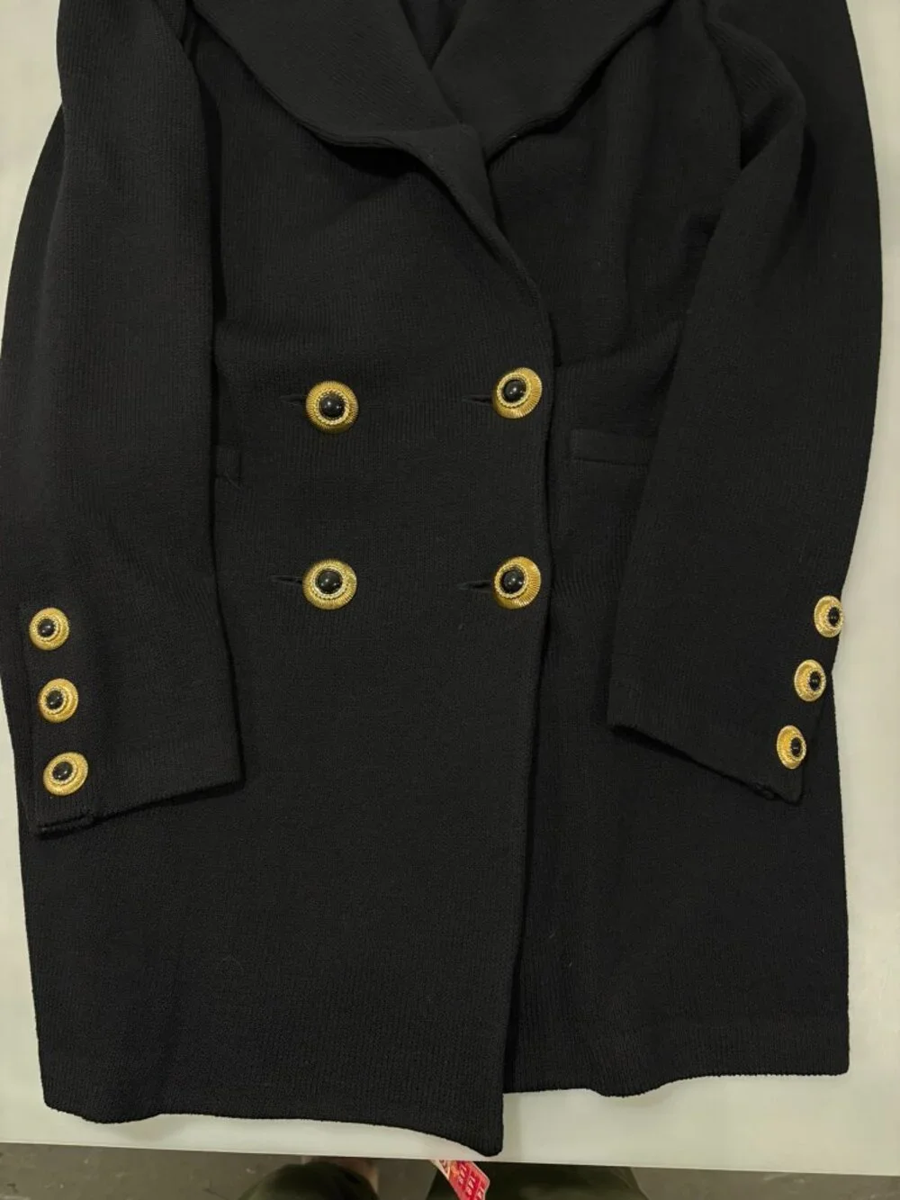 St John Collection Marie Gray 12 Black Double-Breasted Santana Knit Wool Blazer - Picture 6 of 9
